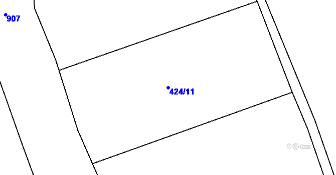 Parcela st. 424/11 v KÚ Lukov nad Dyjí, Katastrální mapa