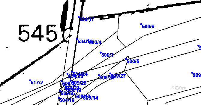 Parcela st. 500/3 v KÚ Lukov nad Dyjí, Katastrální mapa