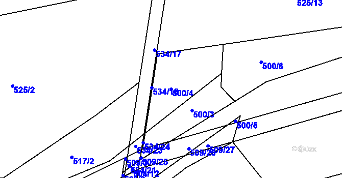 Parcela st. 500/4 v KÚ Lukov nad Dyjí, Katastrální mapa