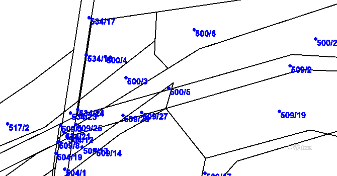 Parcela st. 500/5 v KÚ Lukov nad Dyjí, Katastrální mapa