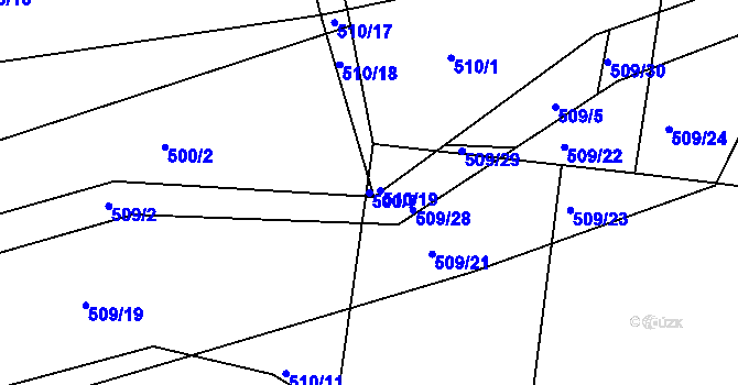 Parcela st. 500/7 v KÚ Lukov nad Dyjí, Katastrální mapa
