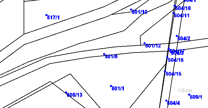 Parcela st. 501/9 v KÚ Lukov nad Dyjí, Katastrální mapa