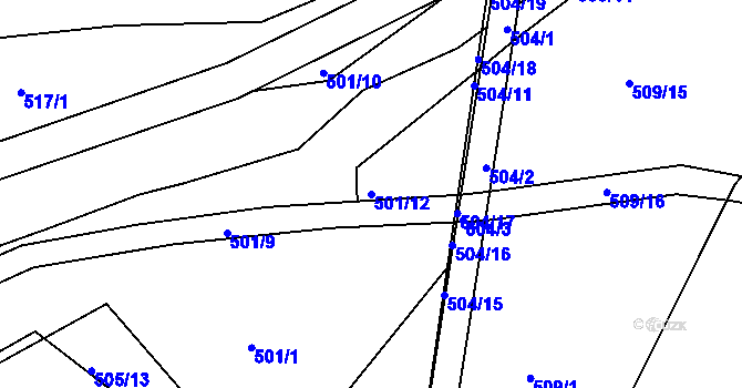Parcela st. 501/12 v KÚ Lukov nad Dyjí, Katastrální mapa