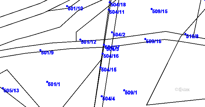 Parcela st. 504/16 v KÚ Lukov nad Dyjí, Katastrální mapa