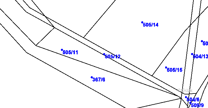 Parcela st. 505/12 v KÚ Lukov nad Dyjí, Katastrální mapa