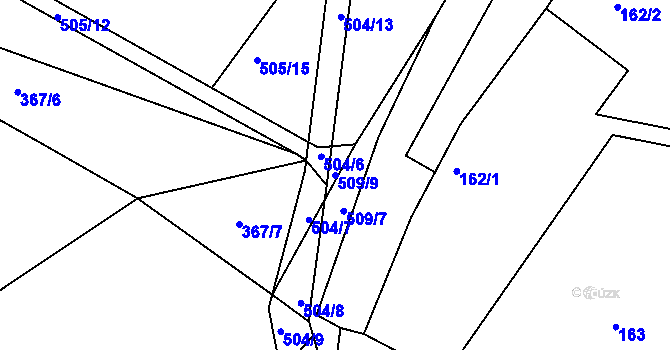 Parcela st. 509/9 v KÚ Lukov nad Dyjí, Katastrální mapa