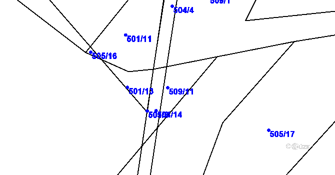 Parcela st. 509/11 v KÚ Lukov nad Dyjí, Katastrální mapa
