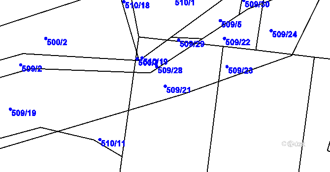 Parcela st. 509/21 v KÚ Lukov nad Dyjí, Katastrální mapa