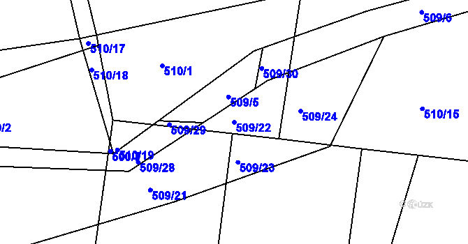 Parcela st. 509/22 v KÚ Lukov nad Dyjí, Katastrální mapa