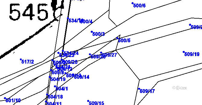 Parcela st. 509/27 v KÚ Lukov nad Dyjí, Katastrální mapa