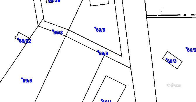 Parcela st. 69/9 v KÚ Lukov nad Dyjí, Katastrální mapa