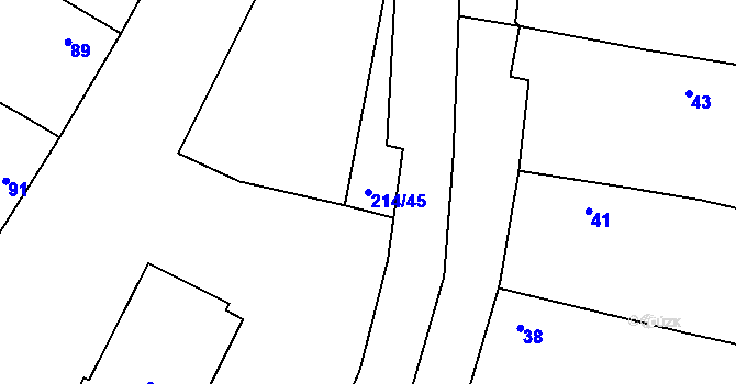 Parcela st. 214/45 v KÚ Lukov nad Dyjí, Katastrální mapa