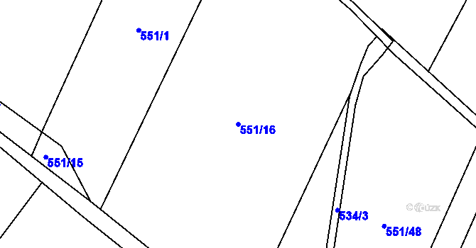 Parcela st. 551/16 v KÚ Lukov nad Dyjí, Katastrální mapa