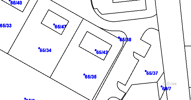 Parcela st. 65/42 v KÚ Lukov nad Dyjí, Katastrální mapa