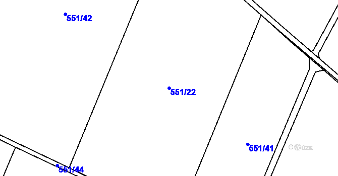 Parcela st. 551/22 v KÚ Lukov nad Dyjí, Katastrální mapa