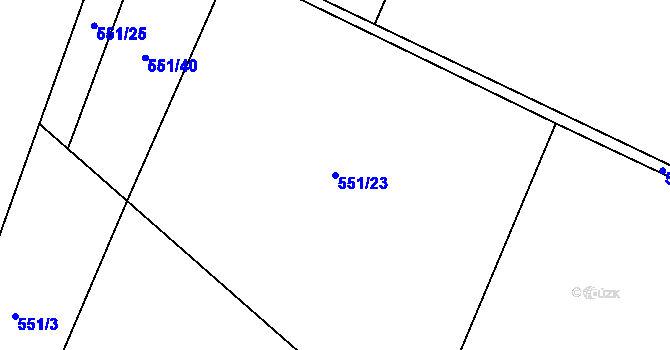 Parcela st. 551/23 v KÚ Lukov nad Dyjí, Katastrální mapa