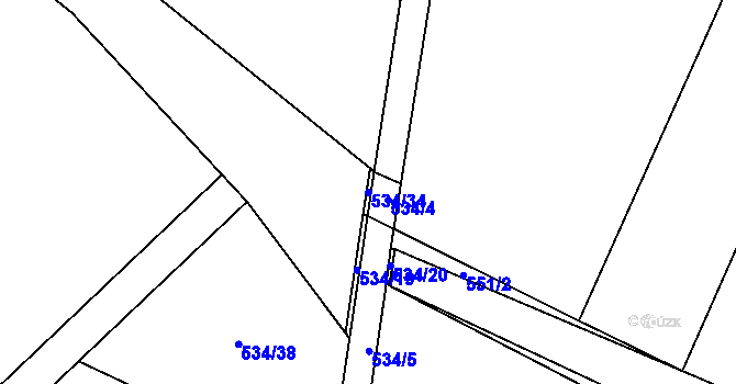 Parcela st. 534/34 v KÚ Lukov nad Dyjí, Katastrální mapa