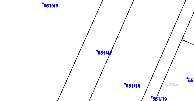 Parcela st. 551/47 v KÚ Lukov nad Dyjí, Katastrální mapa