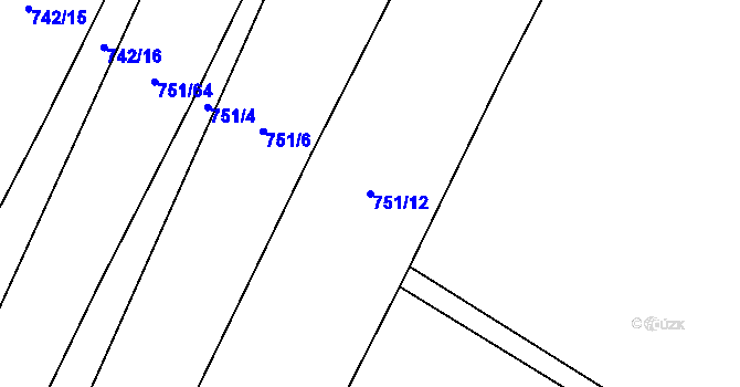 Parcela st. 751/12 v KÚ Lukov nad Dyjí, Katastrální mapa