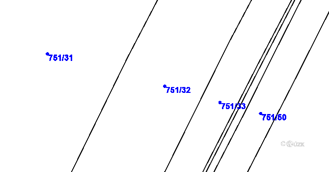 Parcela st. 751/32 v KÚ Lukov nad Dyjí, Katastrální mapa