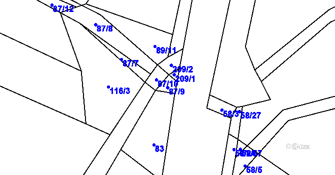 Parcela st. 87/9 v KÚ Luková nad Cidlinou, Katastrální mapa