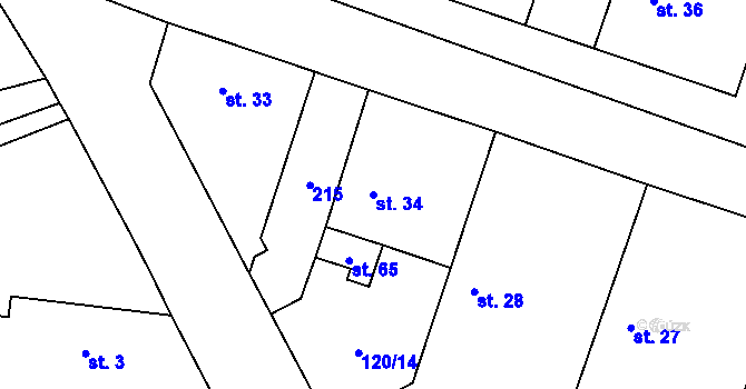 Parcela st. 34 v KÚ Luková nad Cidlinou, Katastrální mapa