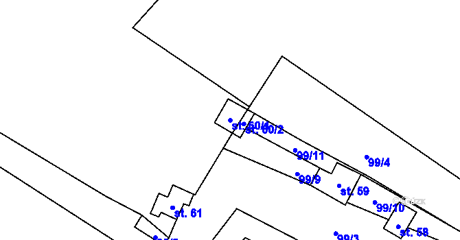 Parcela st. 60/1 v KÚ Luková nad Cidlinou, Katastrální mapa