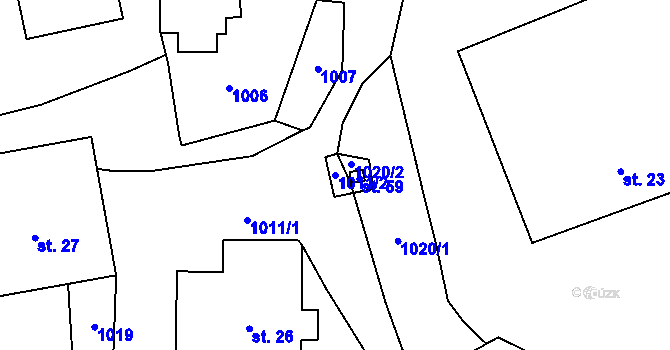 Parcela st. 1011/2 v KÚ Květná u Lukové, Katastrální mapa