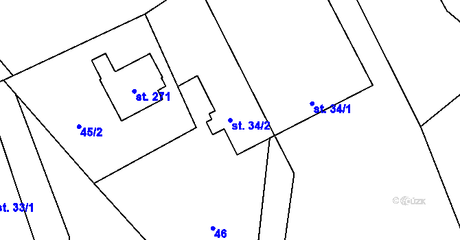 Parcela st. 34/2 v KÚ Luková, Katastrální mapa