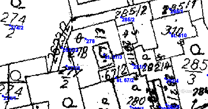 Parcela st. 67/3 v KÚ Luková, Katastrální mapa
