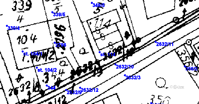 Parcela st. 114 v KÚ Luková, Katastrální mapa