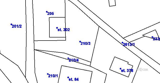 Parcela st. 210/3 v KÚ Luková, Katastrální mapa