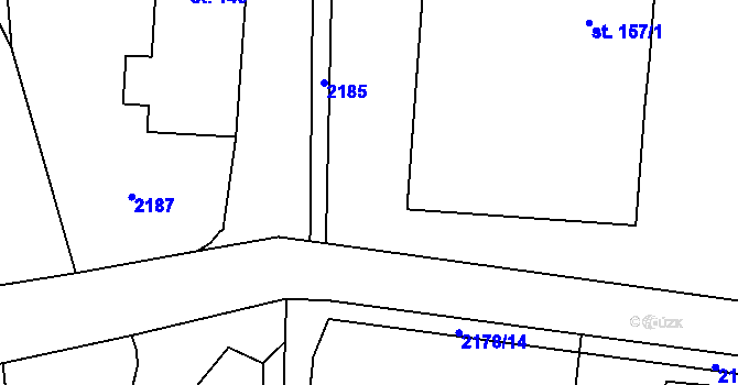 Parcela st. 2184/2 v KÚ Luková, Katastrální mapa