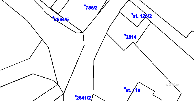 Parcela st. 2632/1 v KÚ Luková, Katastrální mapa