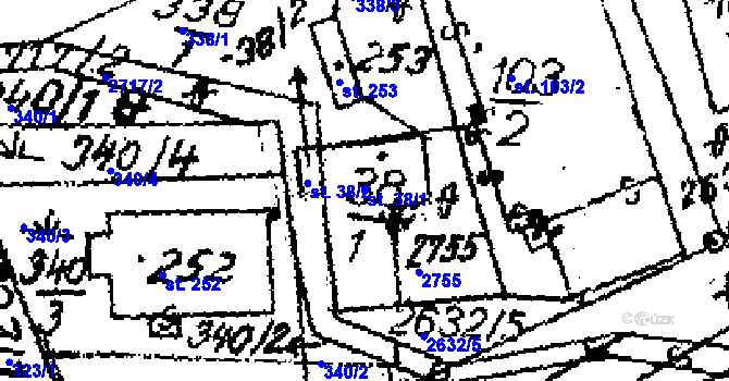 Parcela st. 38/1 v KÚ Luková, Katastrální mapa