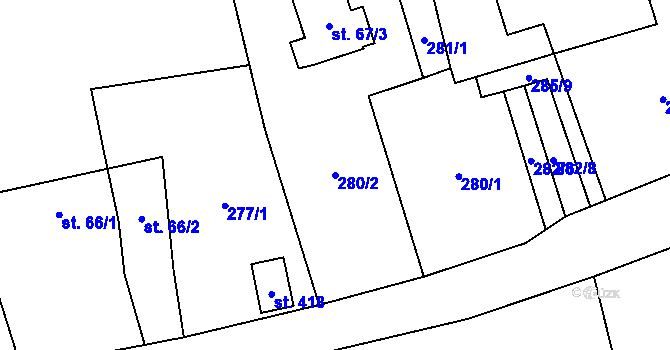 Parcela st. 280/2 v KÚ Luková, Katastrální mapa