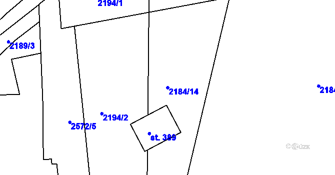 Parcela st. 2184/14 v KÚ Luková, Katastrální mapa