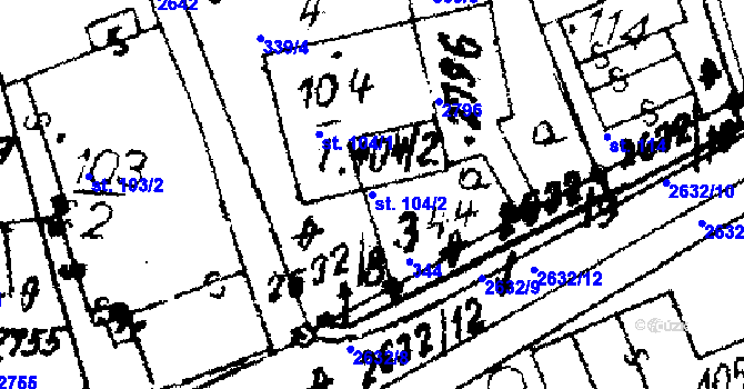 Parcela st. 104/2 v KÚ Luková, Katastrální mapa