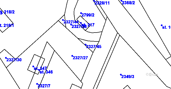 Parcela st. 2327/45 v KÚ Luková, Katastrální mapa