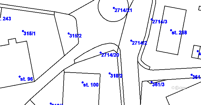 Parcela st. 2714/20 v KÚ Luková, Katastrální mapa