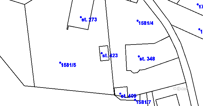 Parcela st. 423 v KÚ Luková, Katastrální mapa