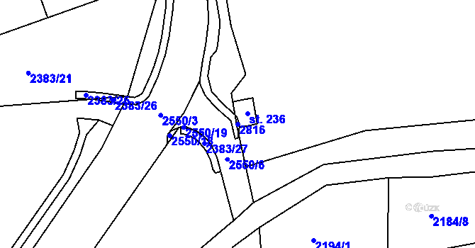 Parcela st. 2816 v KÚ Luková, Katastrální mapa