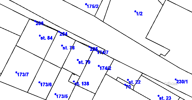 Parcela st. 174/7 v KÚ Luková u Přerova, Katastrální mapa