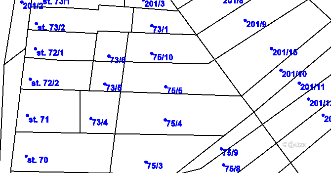 Parcela st. 75/5 v KÚ Luková u Přerova, Katastrální mapa
