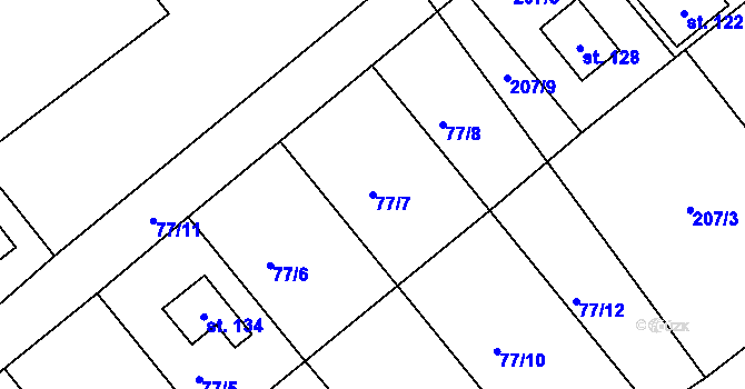 Parcela st. 77/7 v KÚ Luková u Přerova, Katastrální mapa