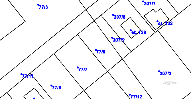 Parcela st. 77/8 v KÚ Luková u Přerova, Katastrální mapa