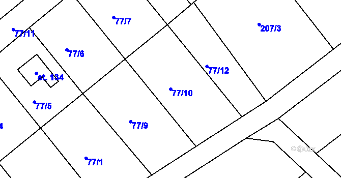 Parcela st. 77/10 v KÚ Luková u Přerova, Katastrální mapa