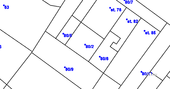 Parcela st. 80/2 v KÚ Luková u Přerova, Katastrální mapa
