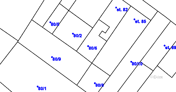 Parcela st. 80/6 v KÚ Luková u Přerova, Katastrální mapa