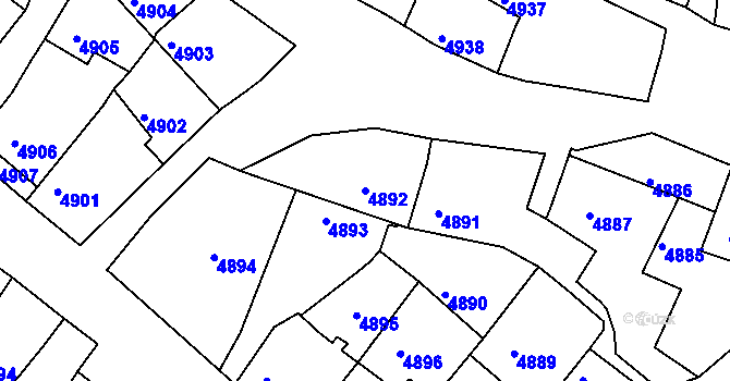 Parcela st. 4892 v KÚ Lukovany, Katastrální mapa